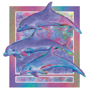 Дельфины, акварель